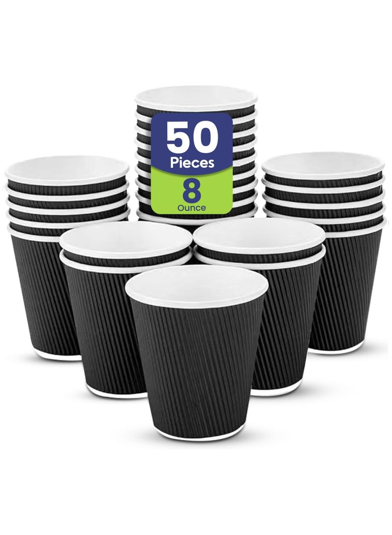 SNH Packing [Pack of 50] Disposable Ripple Coffee Cup 8 Oz Duitable For Home, Office, Restaurants Use Pack of 50 Pieces - Image 1